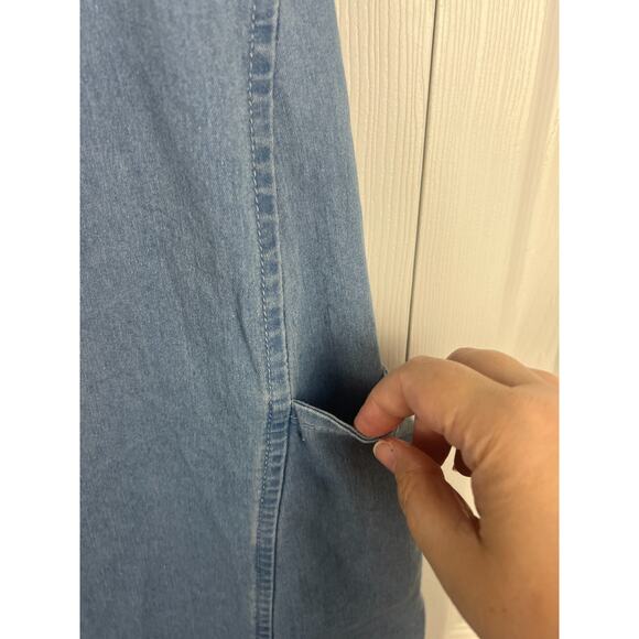 Misslook Denim Maxi Dress XL (Runs L) Sleeveless Blue Jean Dress Minimal Pockets - Picture 4 of 8